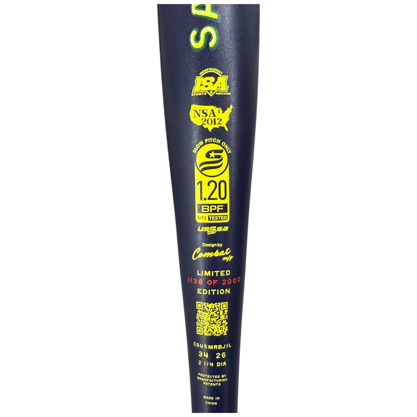 Combat Badman Spec CR1 Slowpitch Softball Bat 12.75 Inch End Loaded USSSA CSU5MRBJ1L