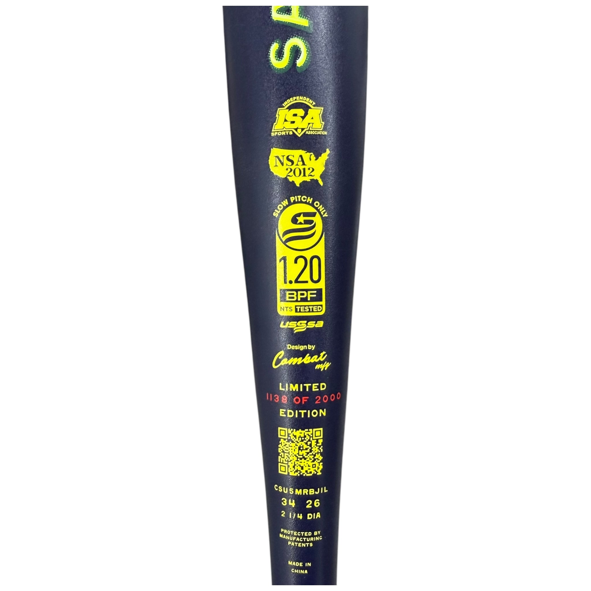 Combat Badman Spec CR1 Slowpitch Softball Bat 12.75 Inch End Loaded USSSA CSU5MRBJ1L