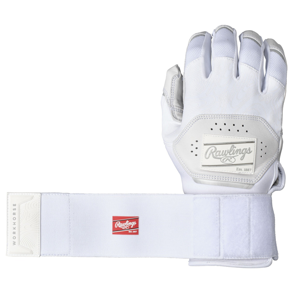 Rawlings Workhorse Compression Strap Batting Gloves Adult WH25CBG – White