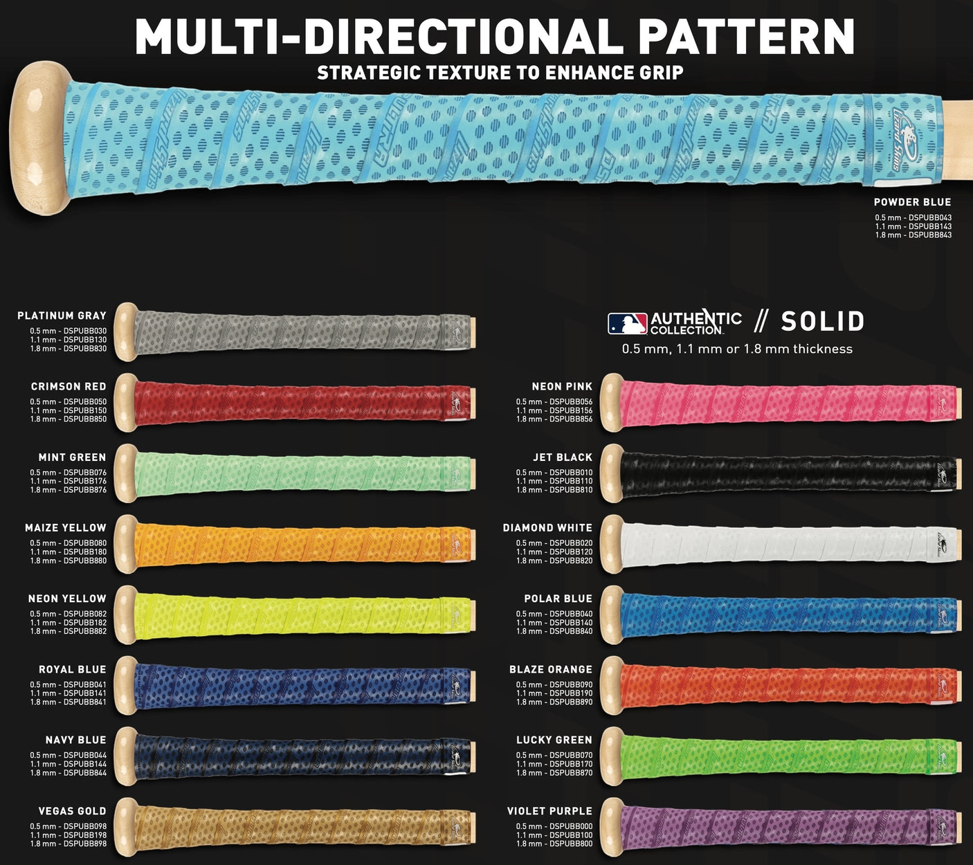 Lizard Skins Baseball and Softball Bat Grip - DSP Ultra Solid Color