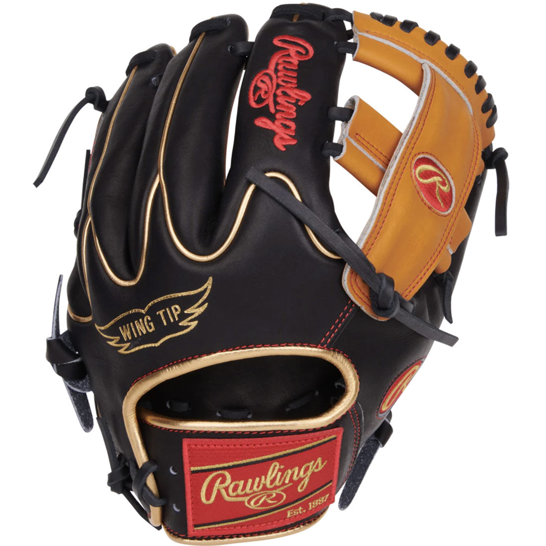 Rawlings Wing Tip グローブ 赤/黒 Rawlings Heart of the Hide | PRO205W-13TB | CheapBats.com