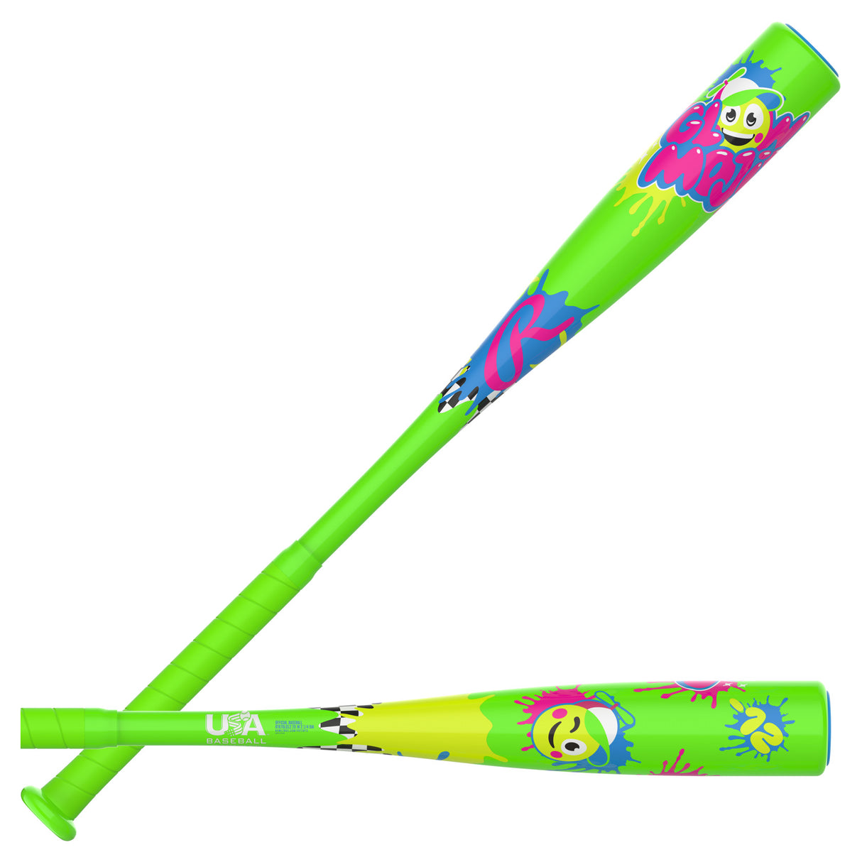 2027 Rawlings Glow Mojis Youth USA Tee Ball Baseball Bat -12oz RTB7GLO12