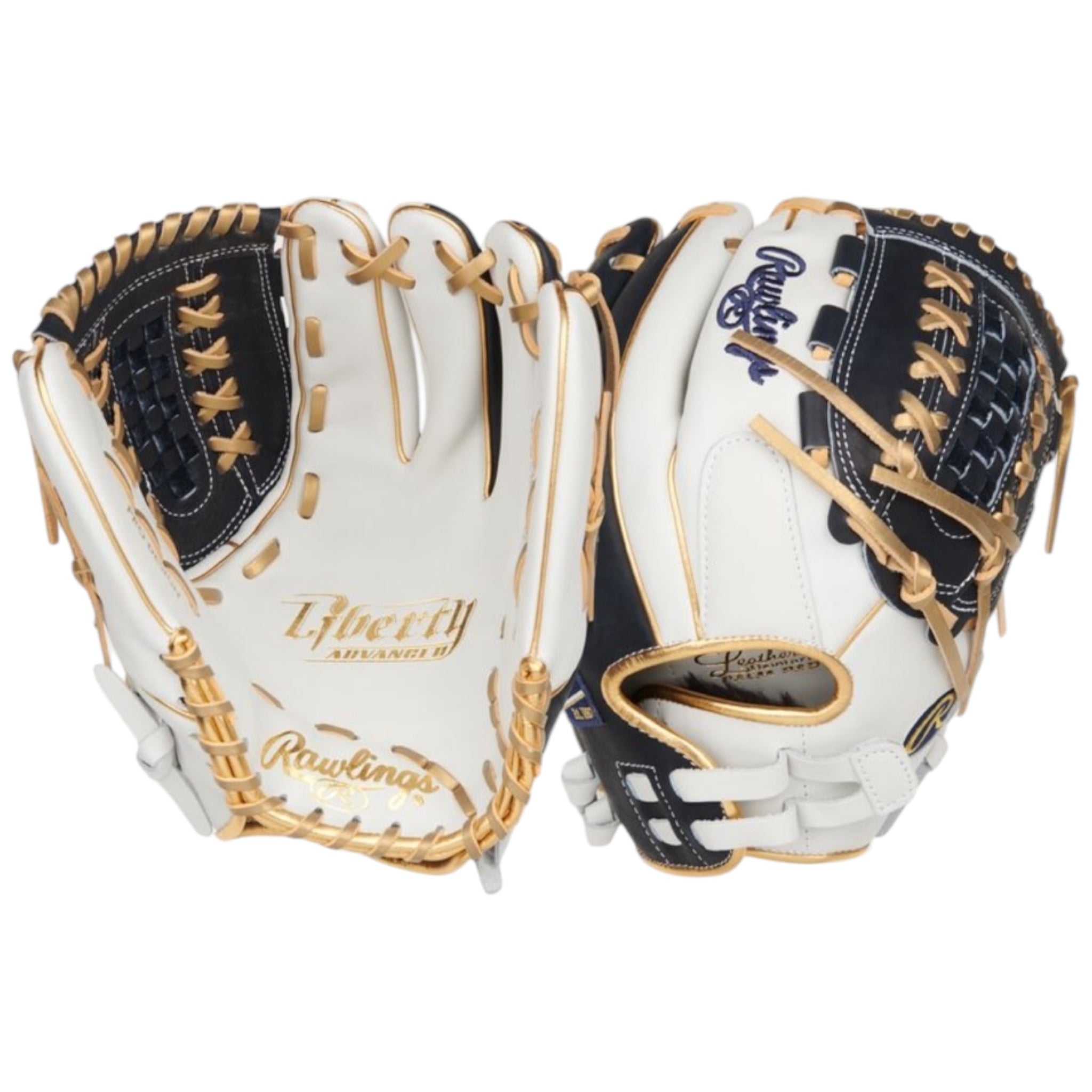 Rawlings Liberty Advanced Fastpitch Softball Glove White/Navy/Gold 12.5