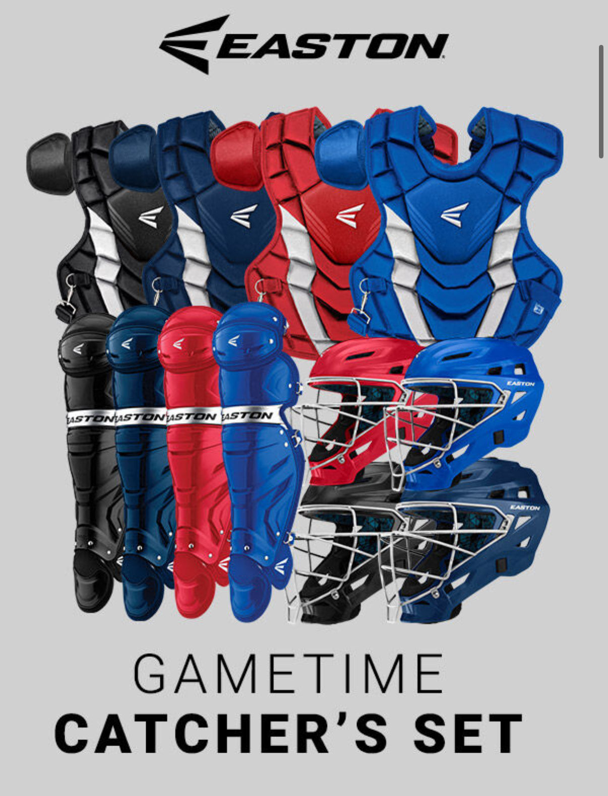 Easton Gametime Baseball Catcher's Gear Set