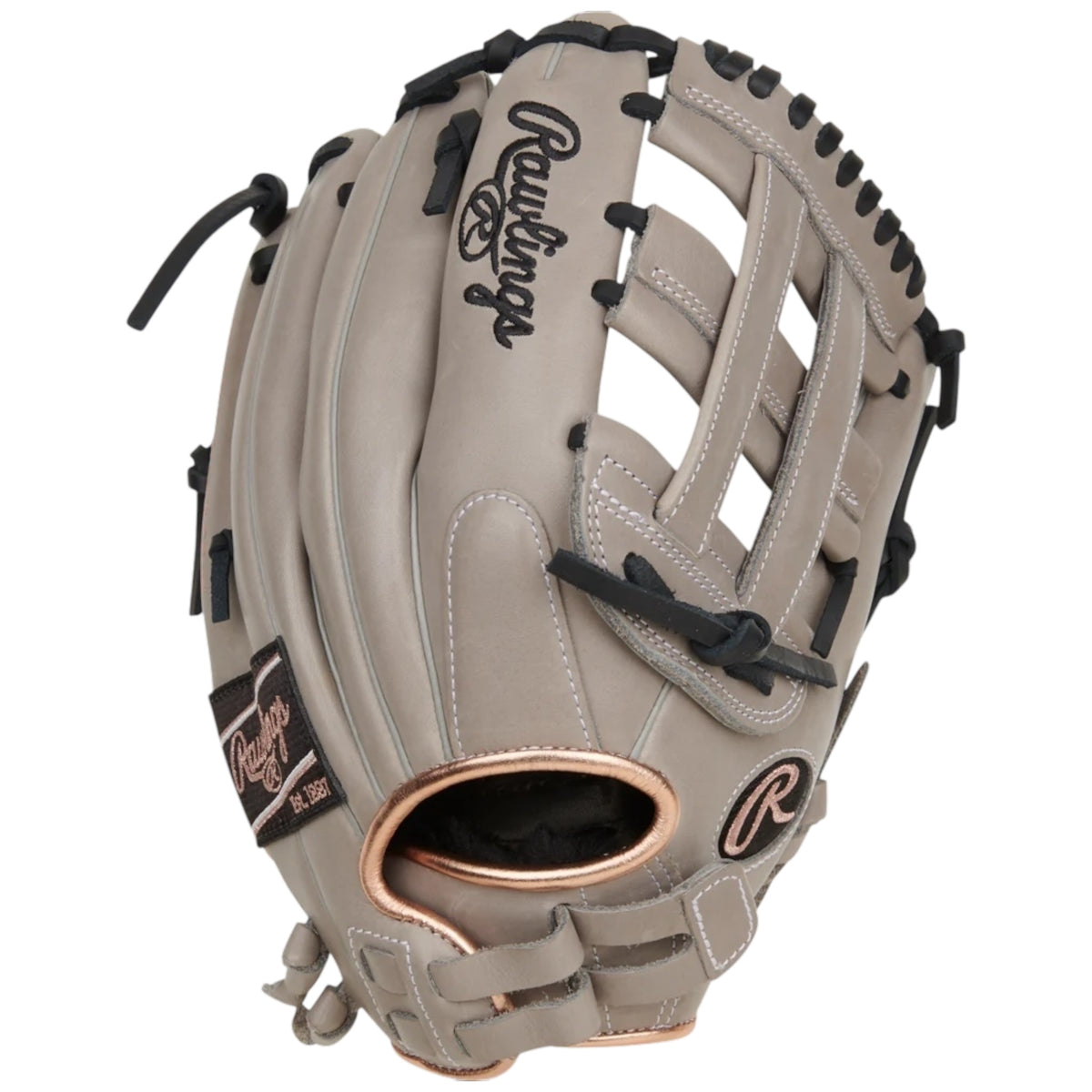 Rawlings R9 Countour Fit Fastpitch Softball Glove Gray/Rose-Gold 12" R