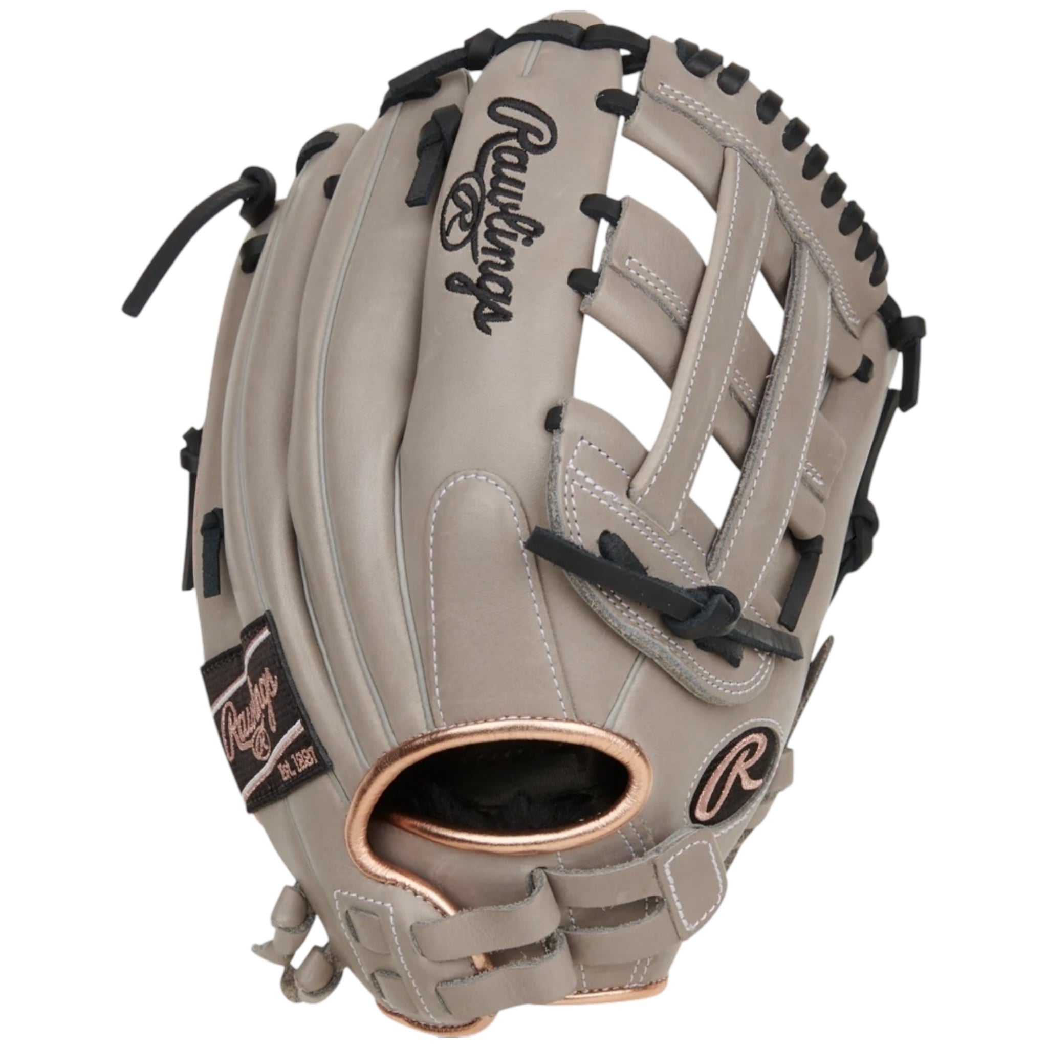 Rawlings R9 Countour Fit Fastpitch Softball Glove Gray/Rose-Gold 12