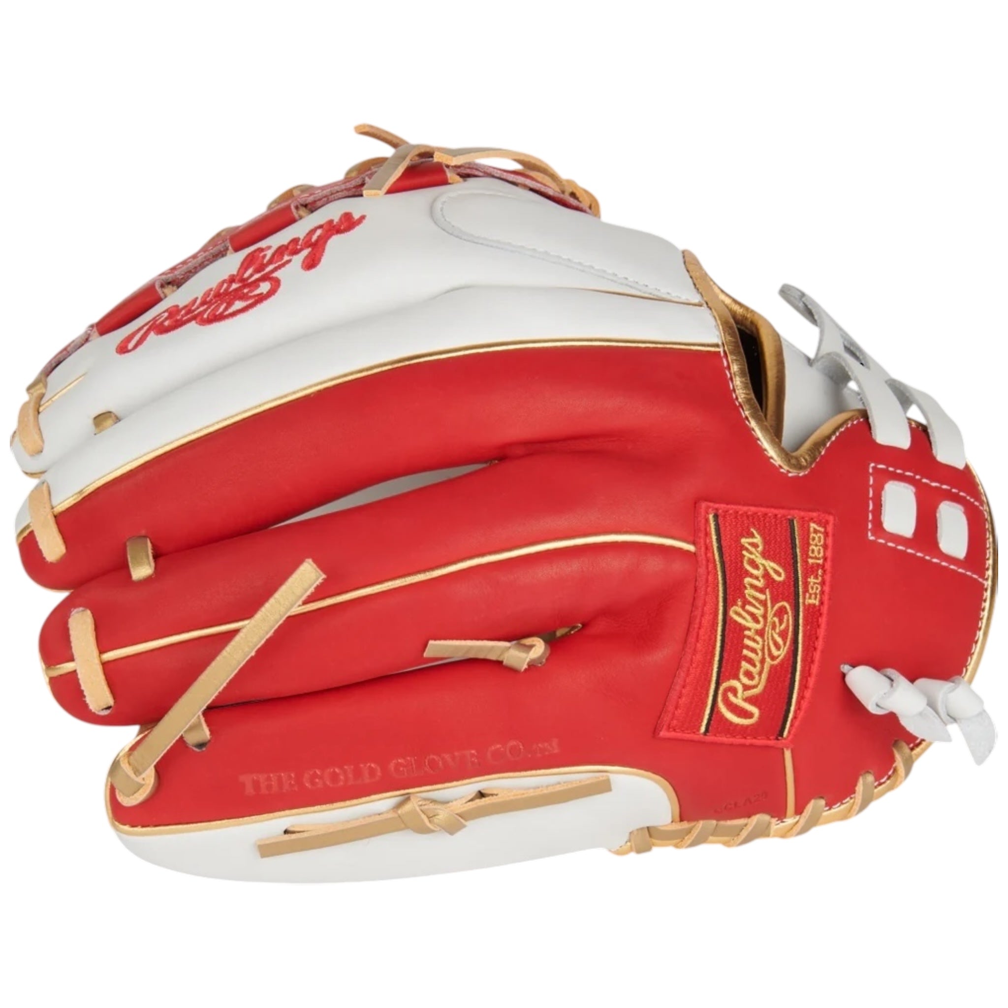 Rawlings Liberty Advanced Fastpitch Softball Glove White/Red/Gold 12.5