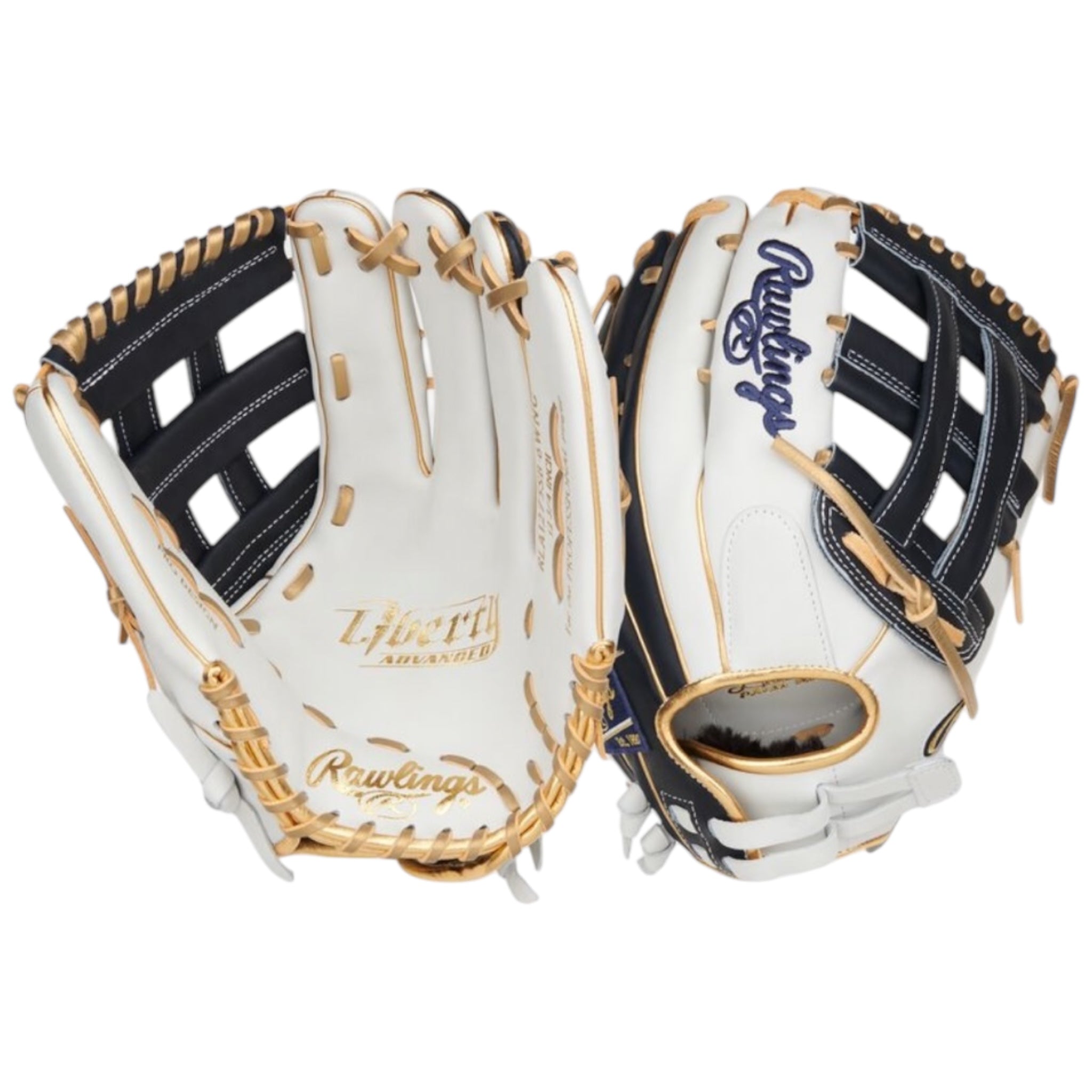 Rawlings Liberty Advanced Fastpitch Softball Glove White/Navy/Gold 12.75