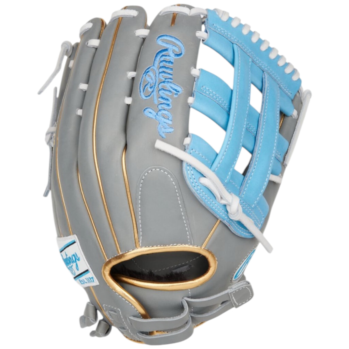 Rawlings Liberty Advanced Fastpitch Softball Glove Gray/Blue/Gold 12.7