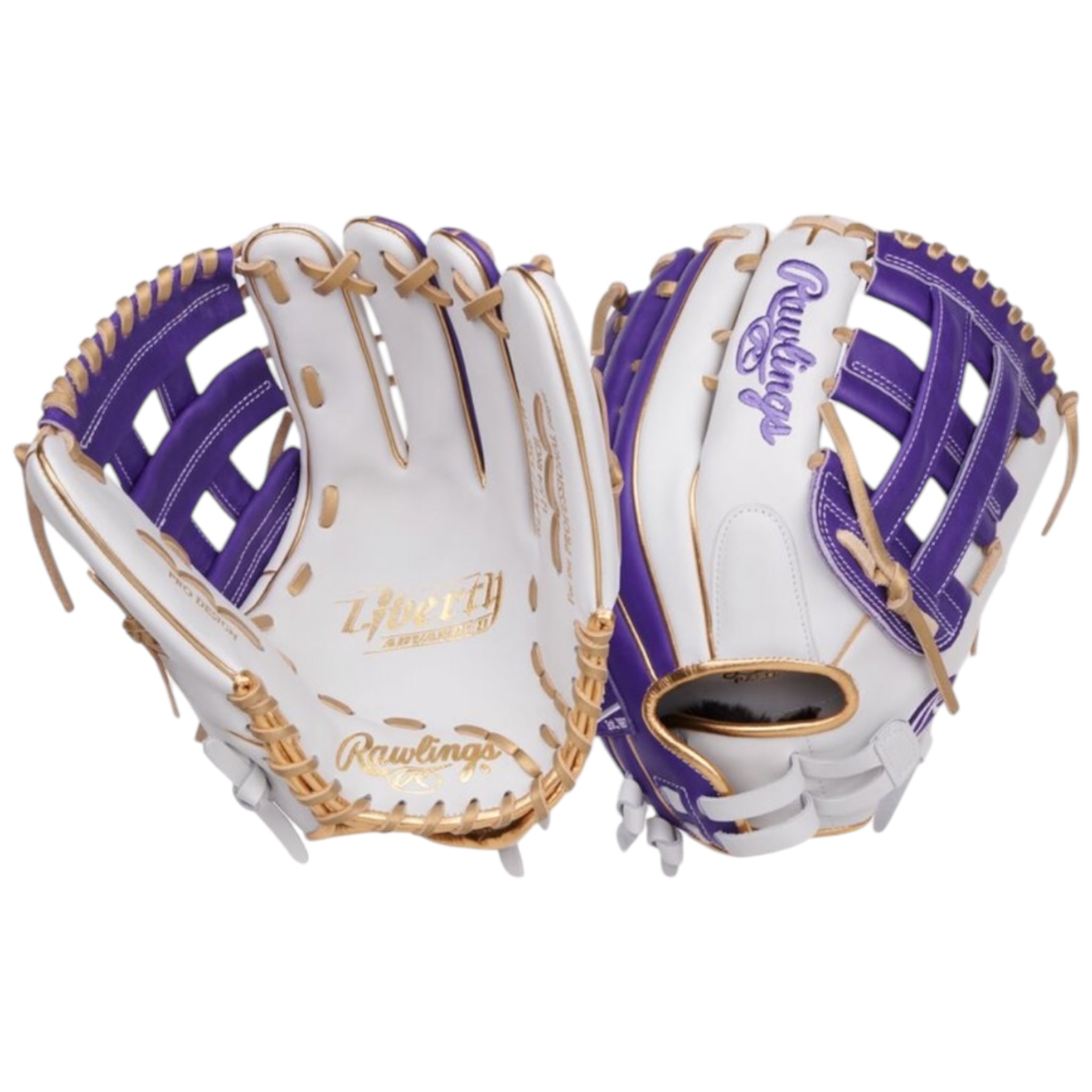 Rawlings Liberty Advanced Fastpitch Softball Glove White/Purple/Gold 12.75