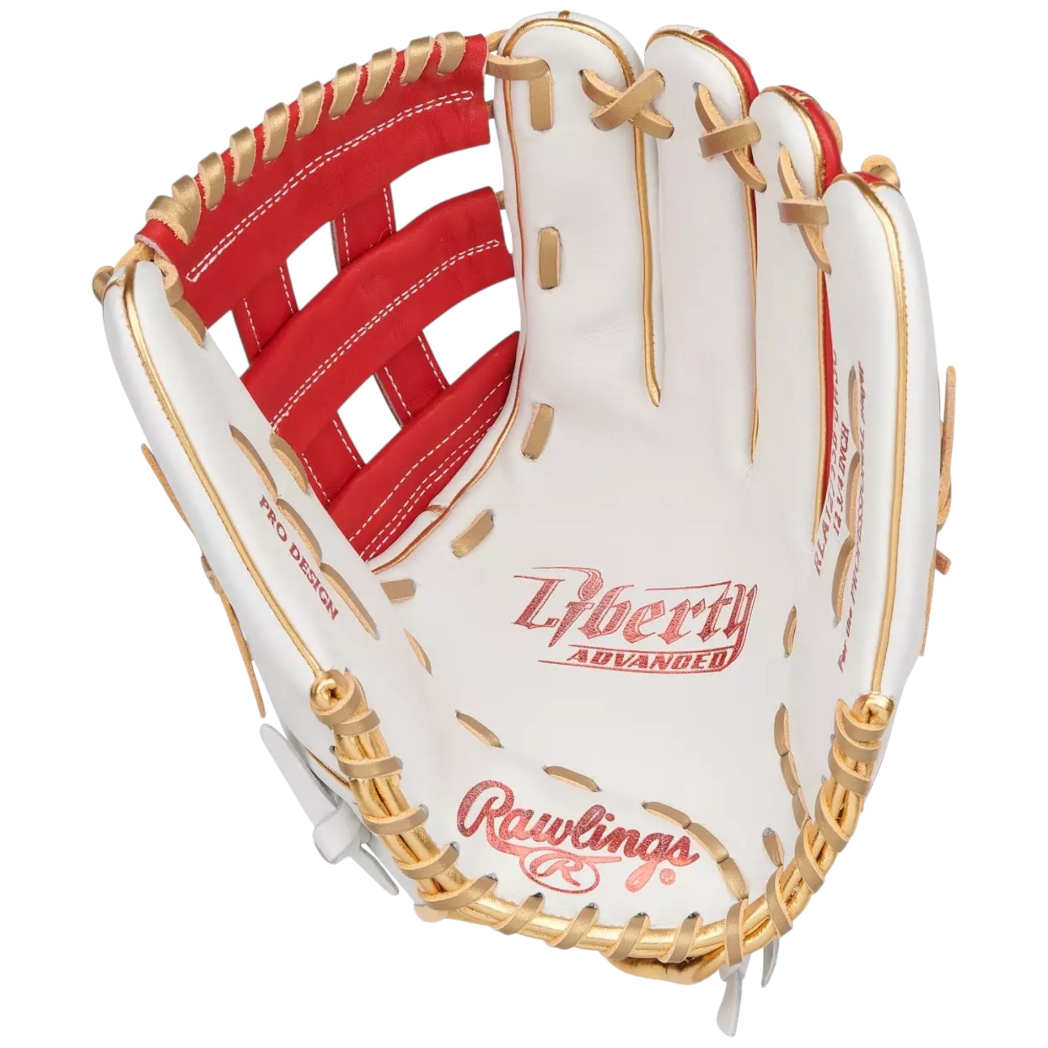 Rawlings Liberty Advanced Fastpitch Softball Glove White/Red/Gold 12.75