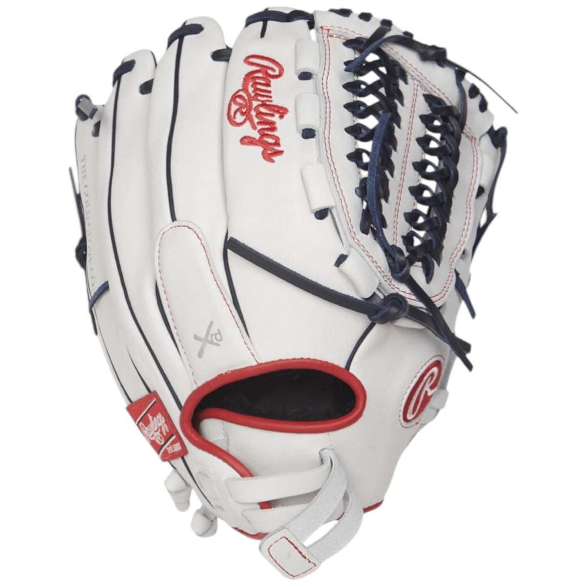 Rawlings Liberty Advanced Fastpitch Softball Glove White/Navy/Red 12.5
