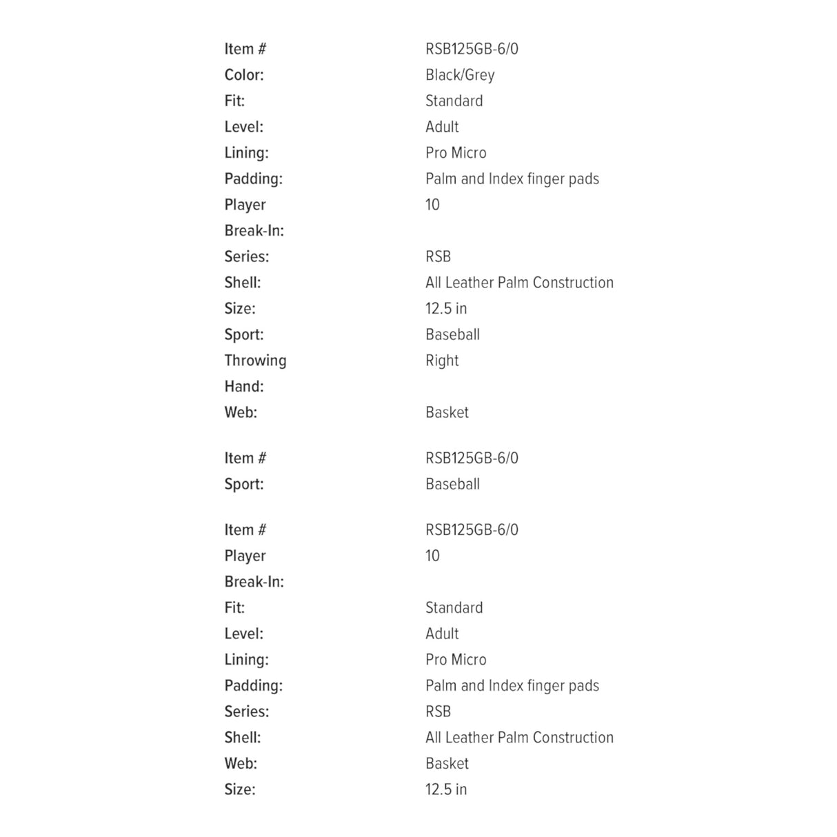 Rawlings RSB Slowpitch Softball Glove 12.5" RSB125GB