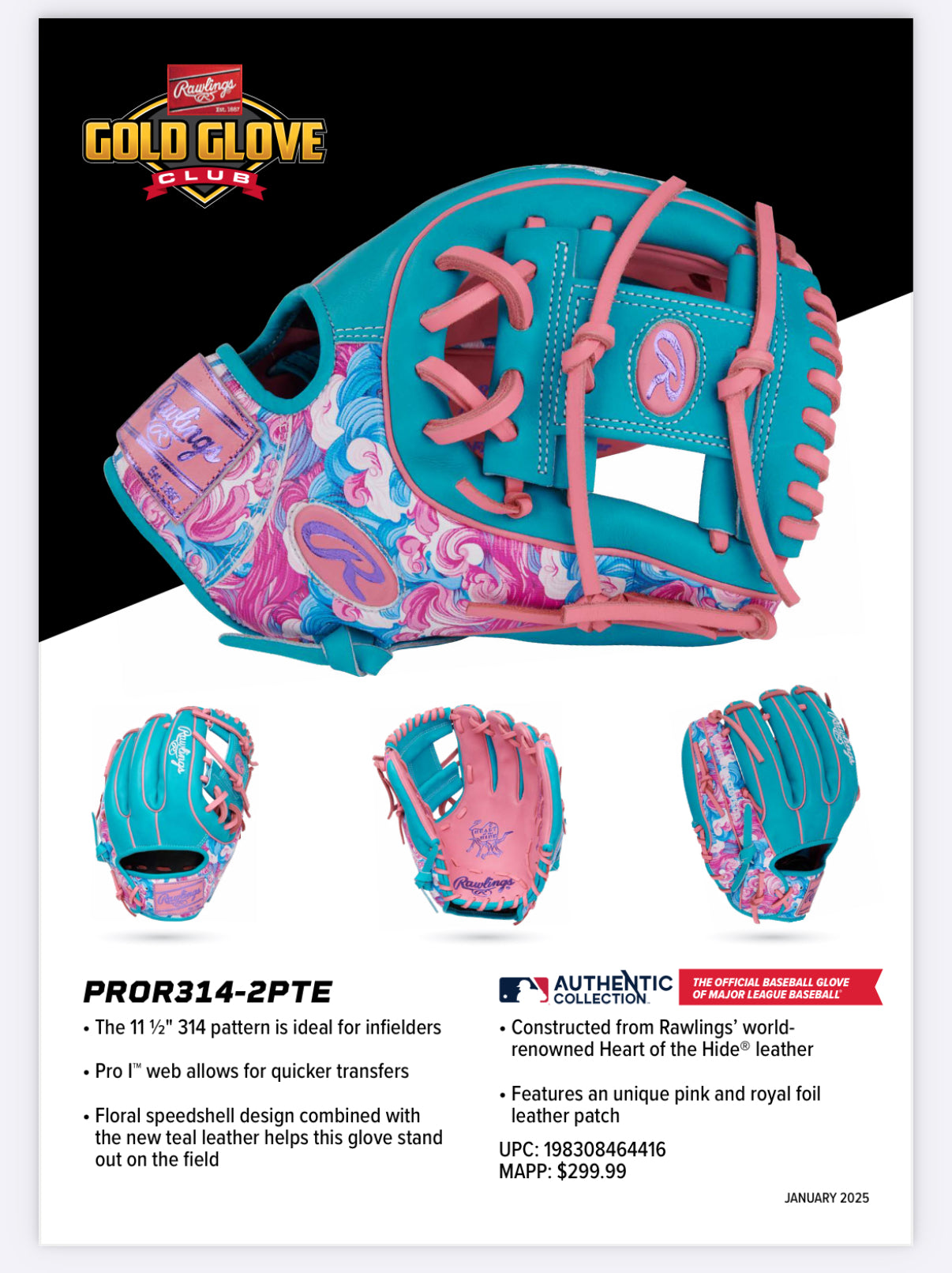 Rawlings Heart of the Hide Baseball Glove of the Month 11.5" PROR314-2PTE