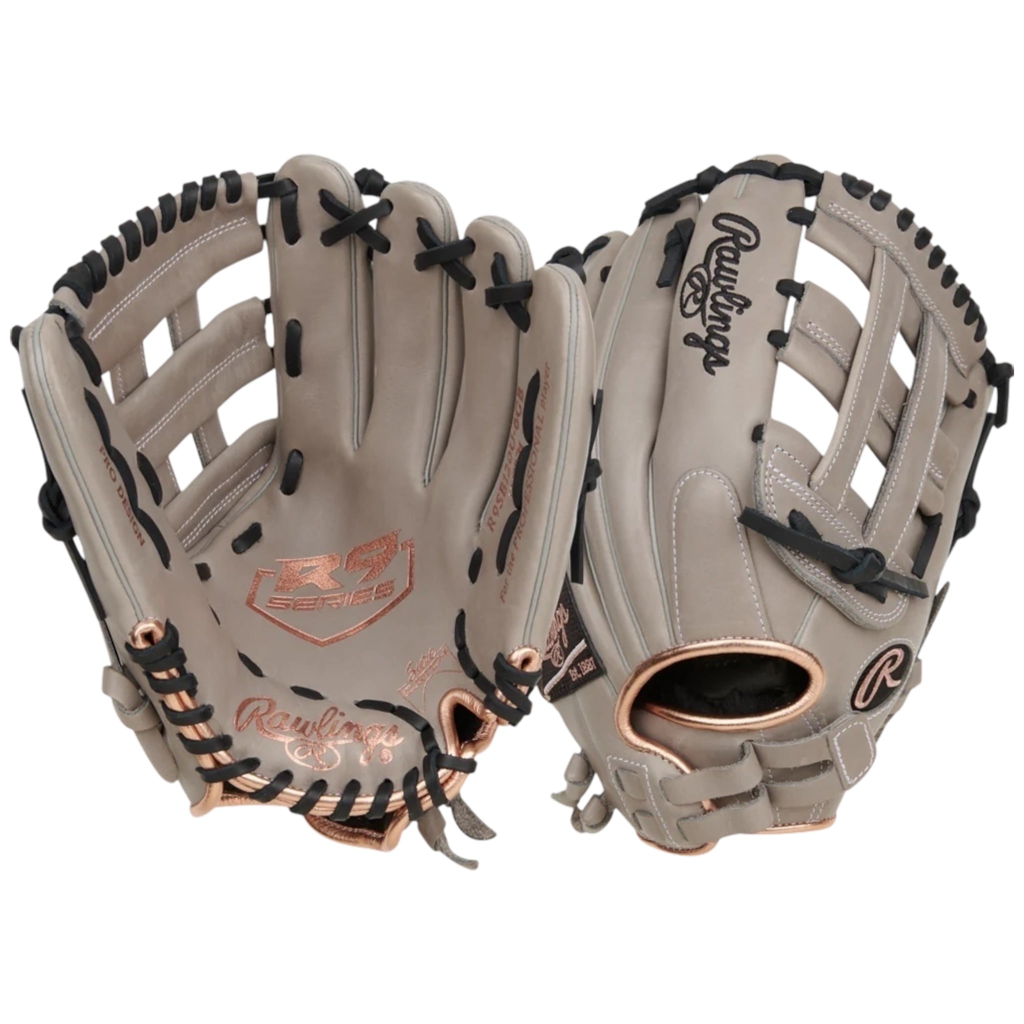 Rawlings R9 Countour Fit Fastpitch Softball Glove Gray/Rose-Gold 12