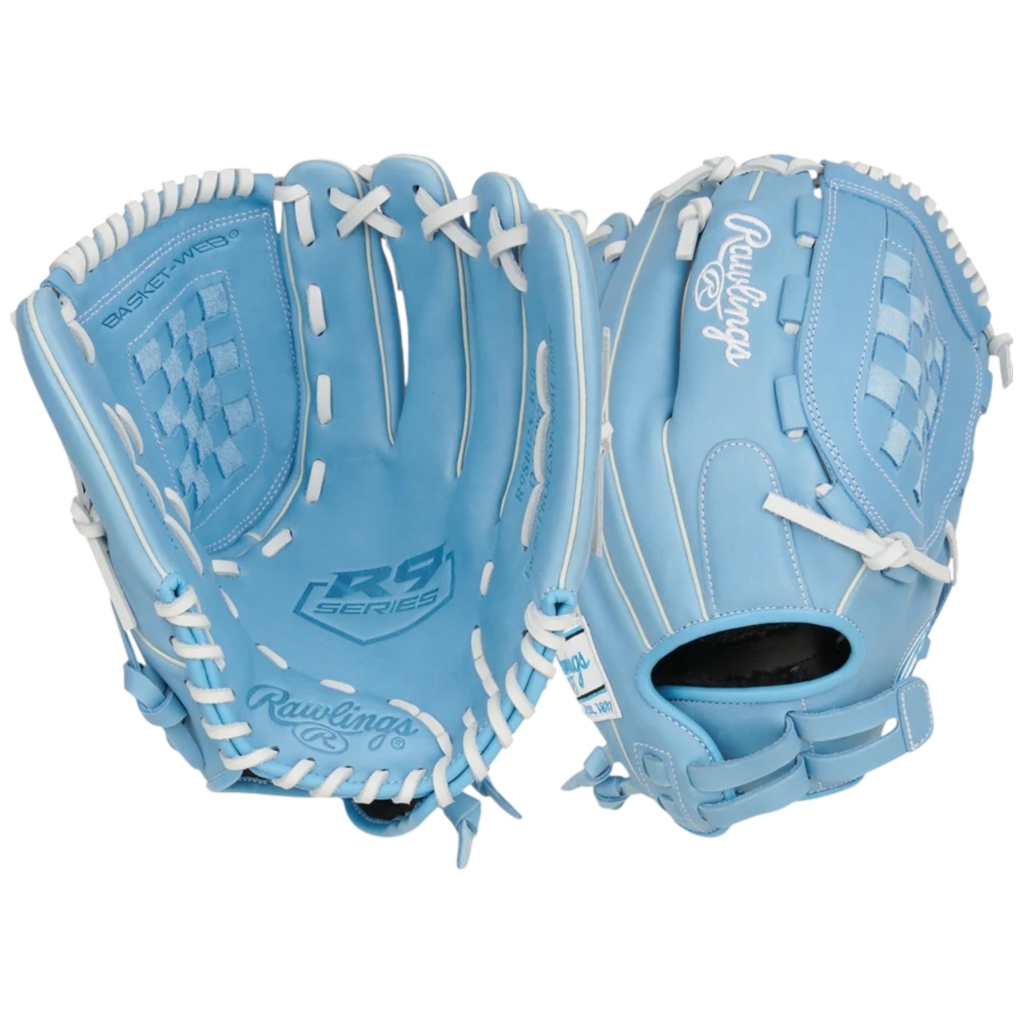 Rawlings R9 Fastpitch Softball Glove Carolina Blue 12.5