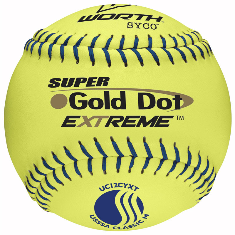 Worth 12" USSSA Super Gold Dot Extreme Slowpitch Softball (1 Dozen) UC12CYXT