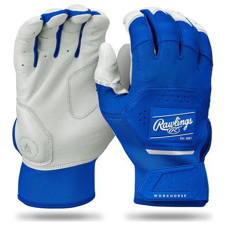Rawlings Workhorse Batting Gloves Adult WH25BG – White/Royal