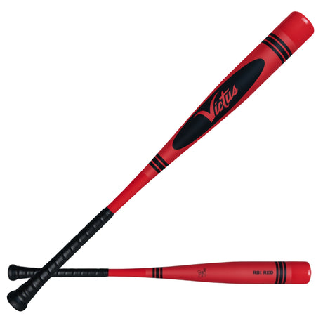 Victus Vibe Crayon BBCOR bat VCBVIBC in RBI Red — logo face and reverse face