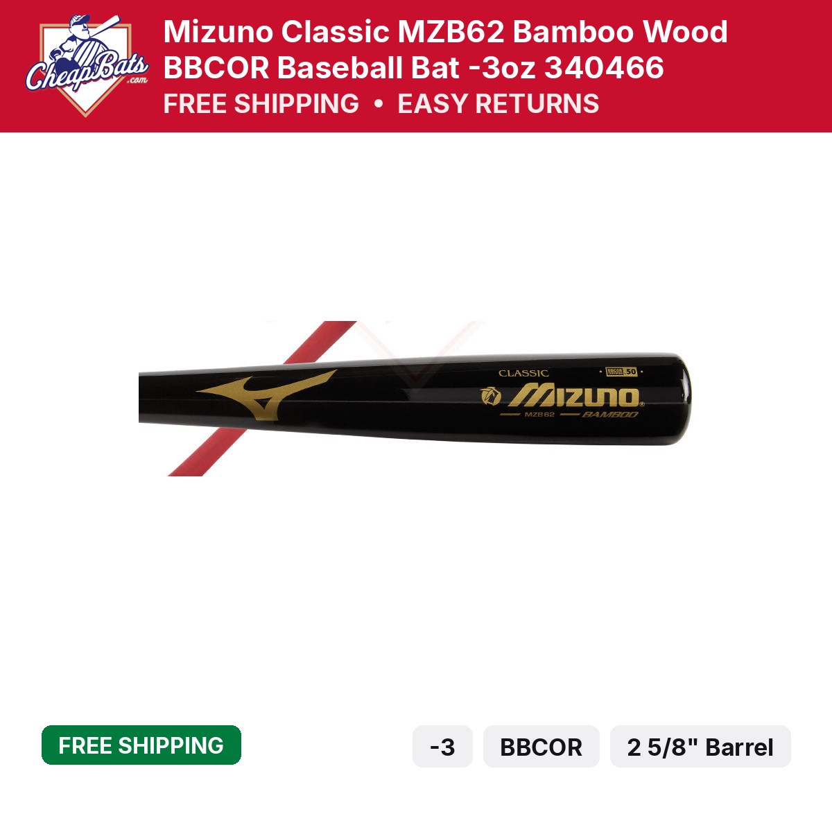 Mizuno Classic MZB62 Bamboo Wood -3 | MZB62 | CheapBats.com