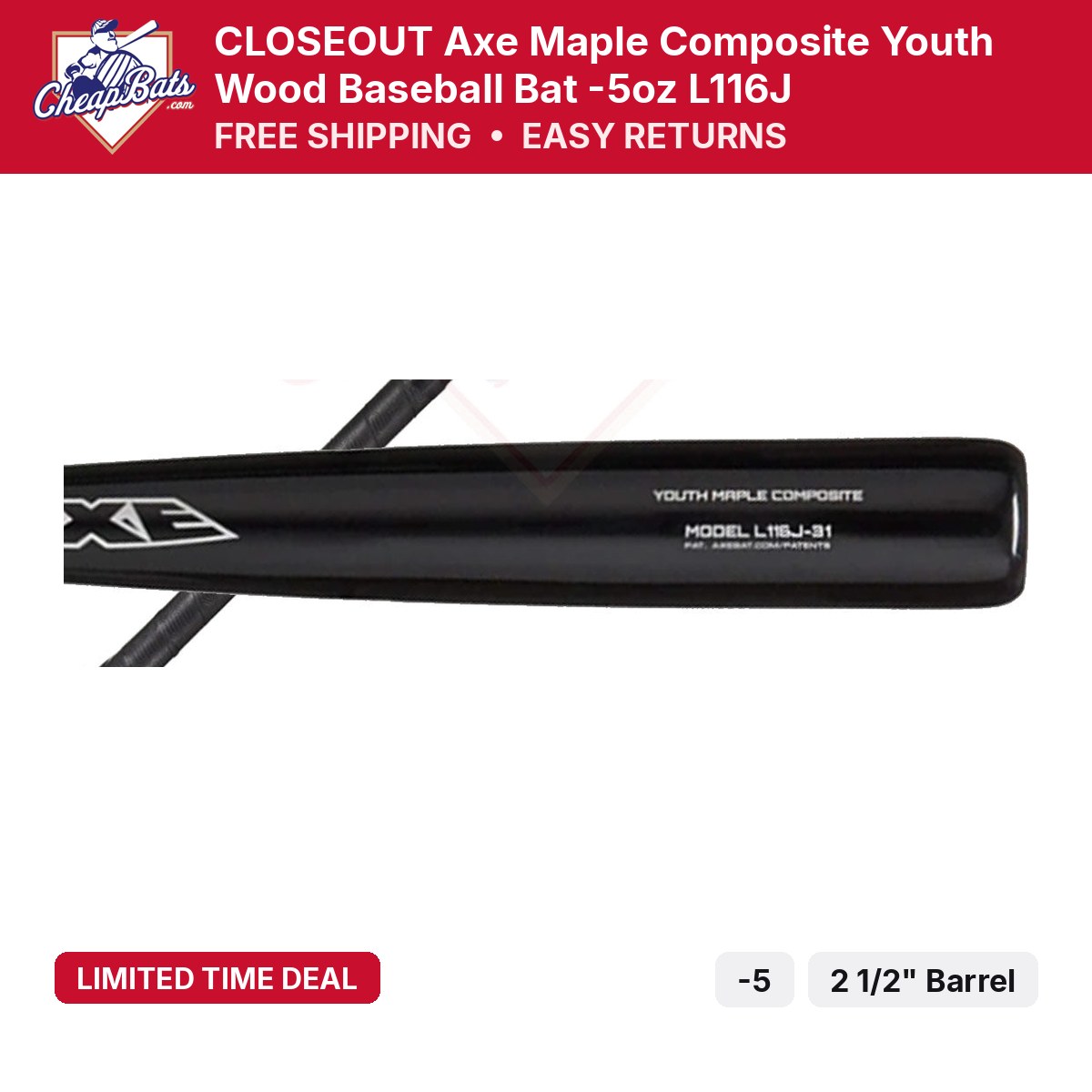 2024 Axe Bat Maple Composite Youth | L116J | CheapBats.com