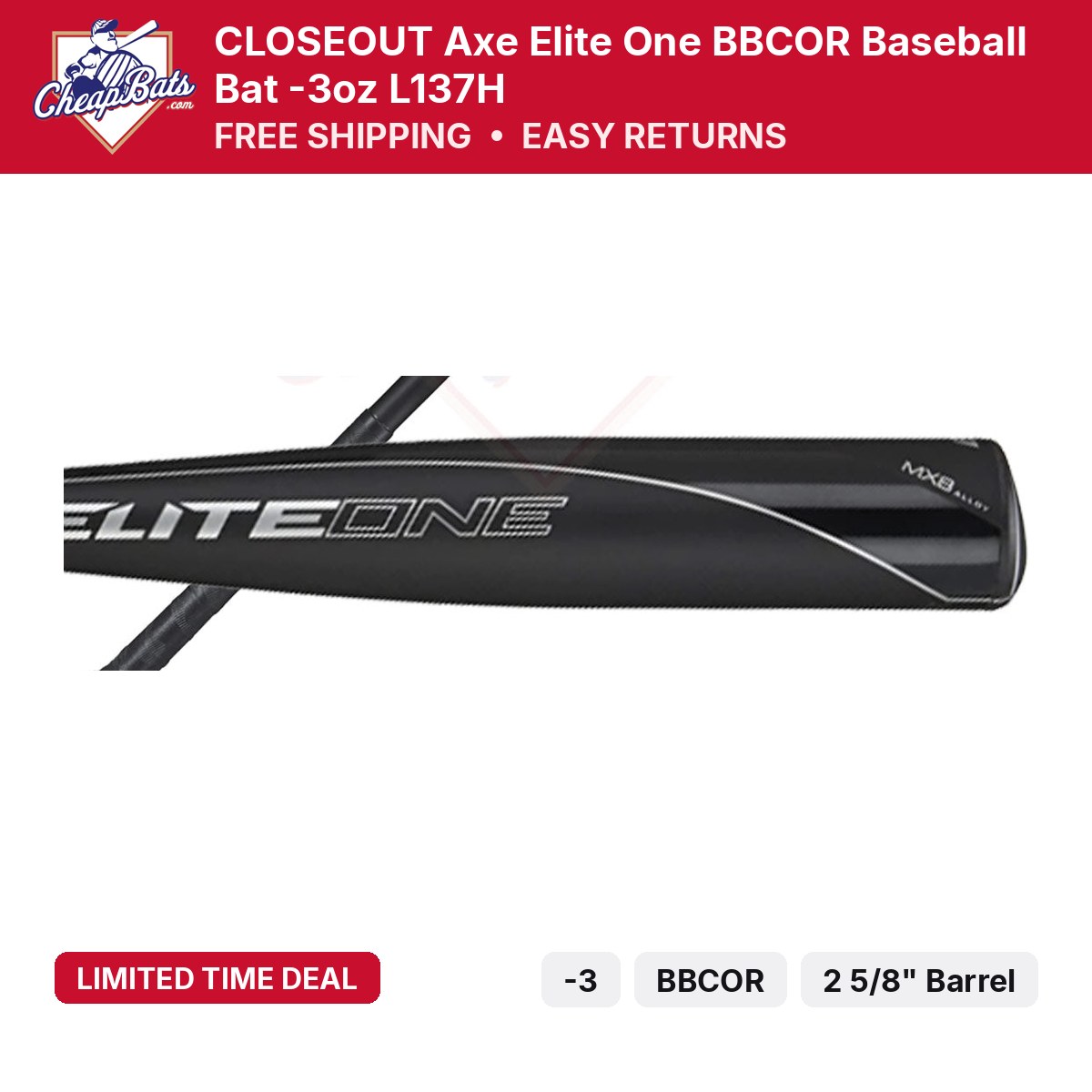CLOSEOUT Axe Elite One BBCOR Baseball Bat -3oz L137H – CheapBats.com