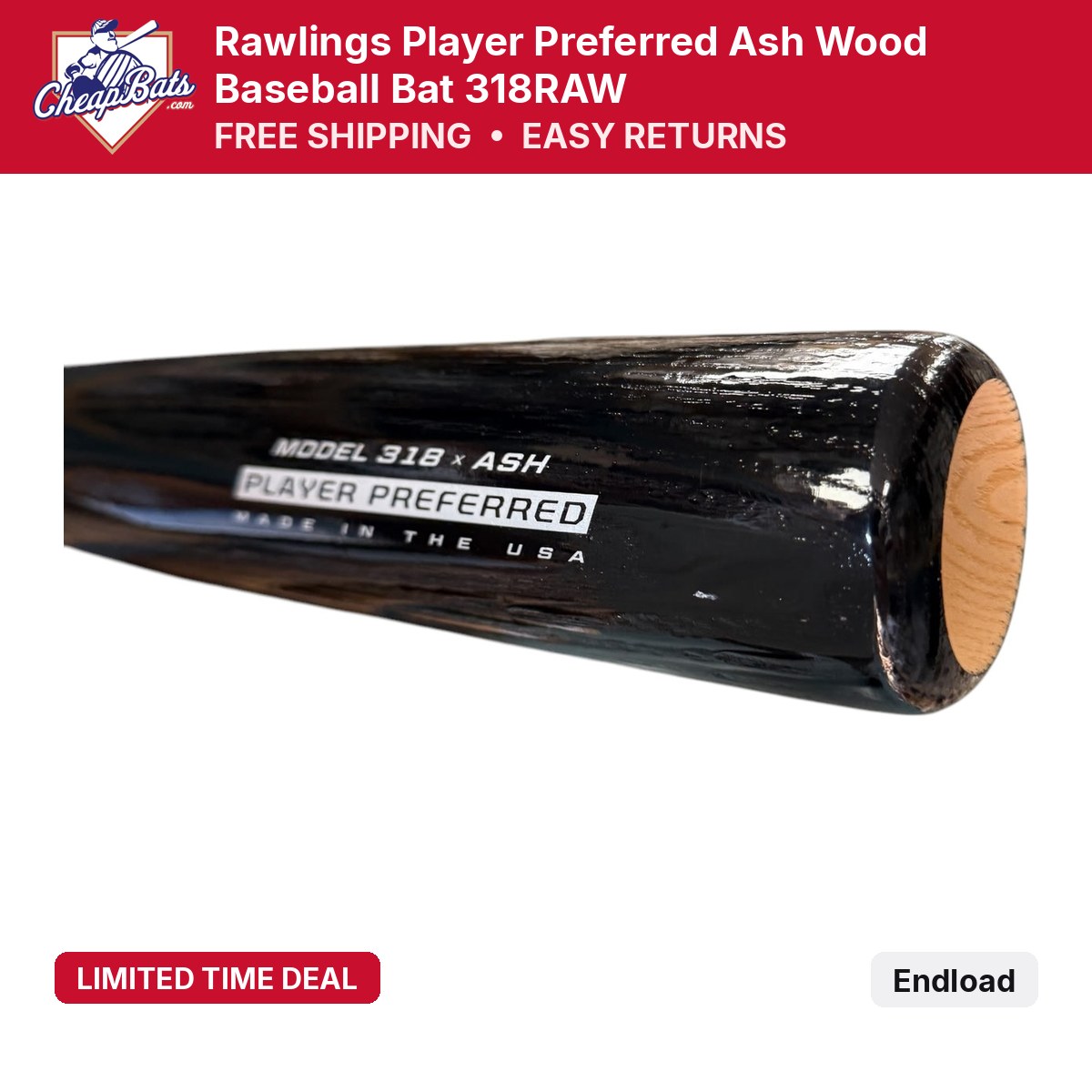 Rawlings Player Preferred Ash Wood | 318RAW | CheapBats.com