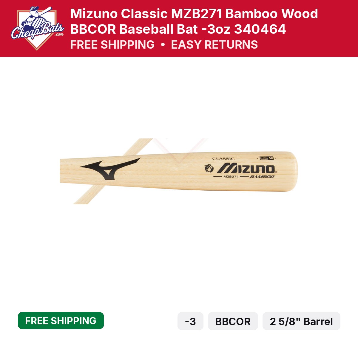 Mizuno Classic MZB271 Bamboo Wood | MZB271 | CheapBats.com