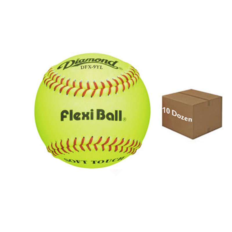 Diamond DFX-9YL Flexi Ball/Soft Touch Batting Practice Baseball 10 Dozen