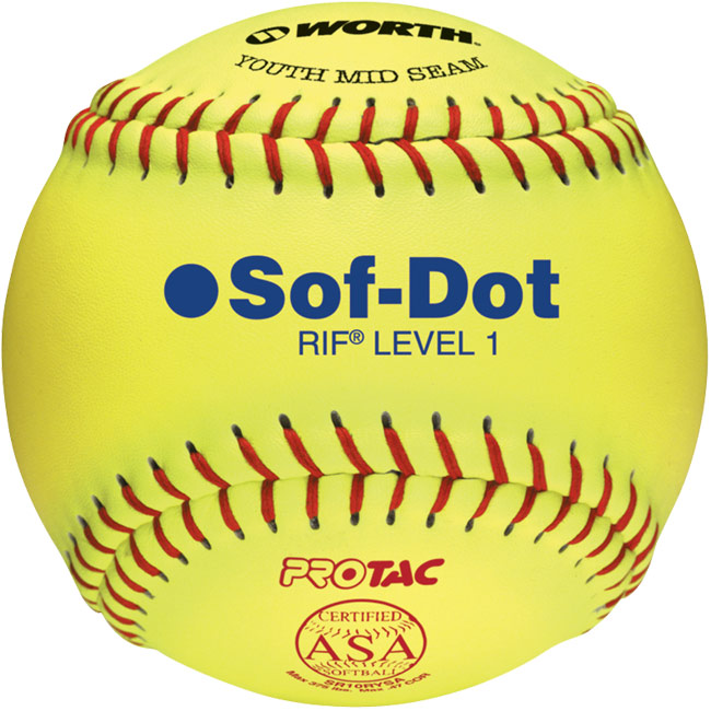Worth Sof-Dot RIF Level 1 Fastpitch Softball 10" (1 Dozen) SR10RYSA